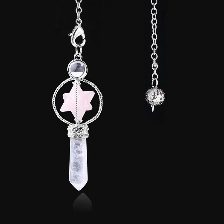 Natural Crystal Stone Pendulum-pink crystal