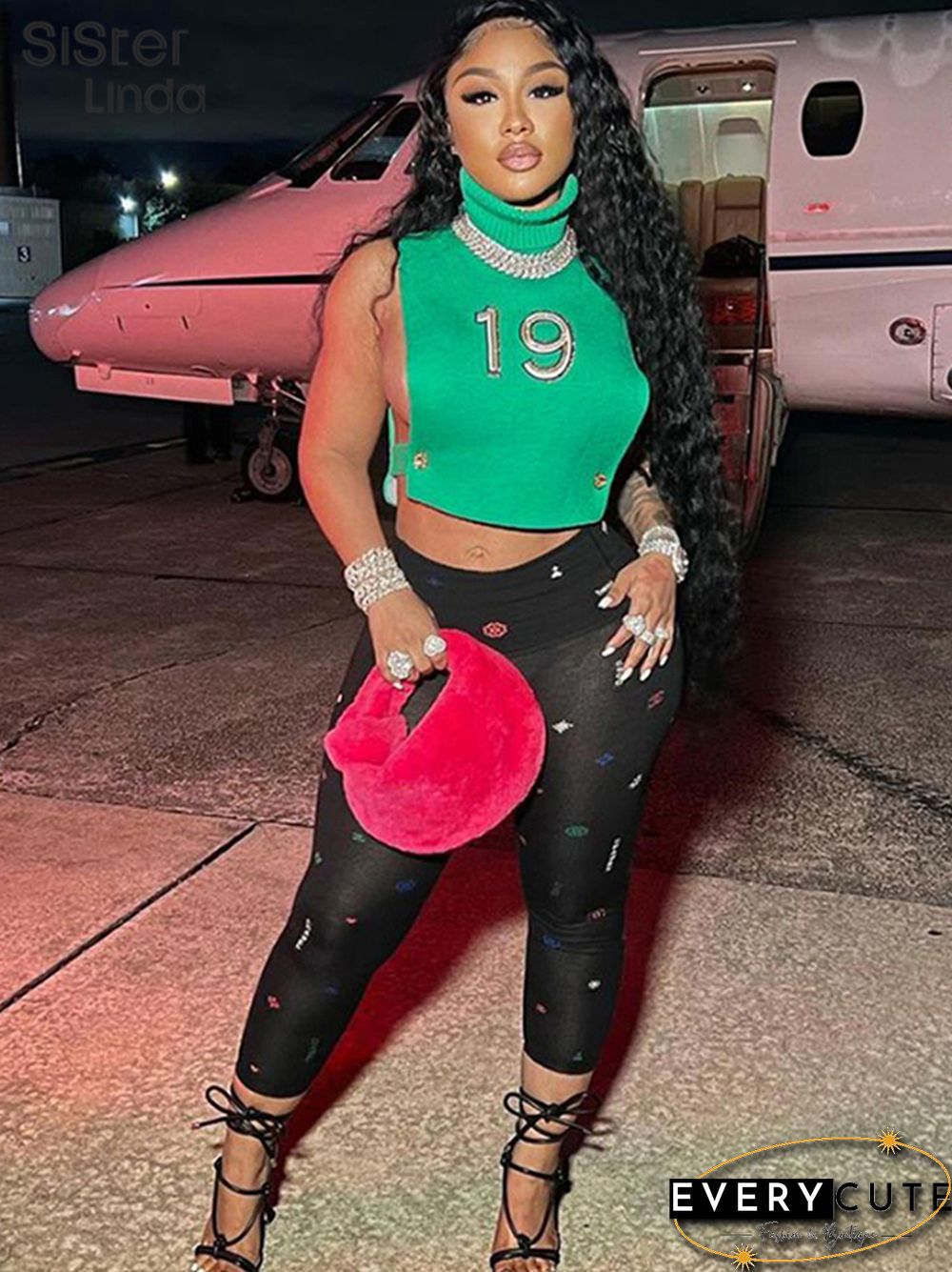 Casual Letter Embroidery Y2K Tank Top Women Sleeveless Knit Turtleneck Side Hollow Wild Slim Stretch Trend Vest