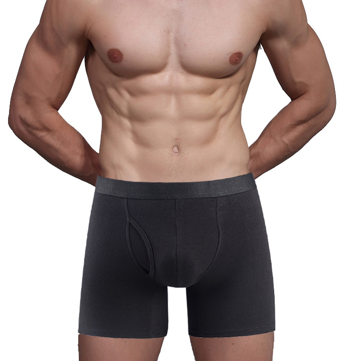 Men's Black Mid Waist Cotton Boxer Briefs