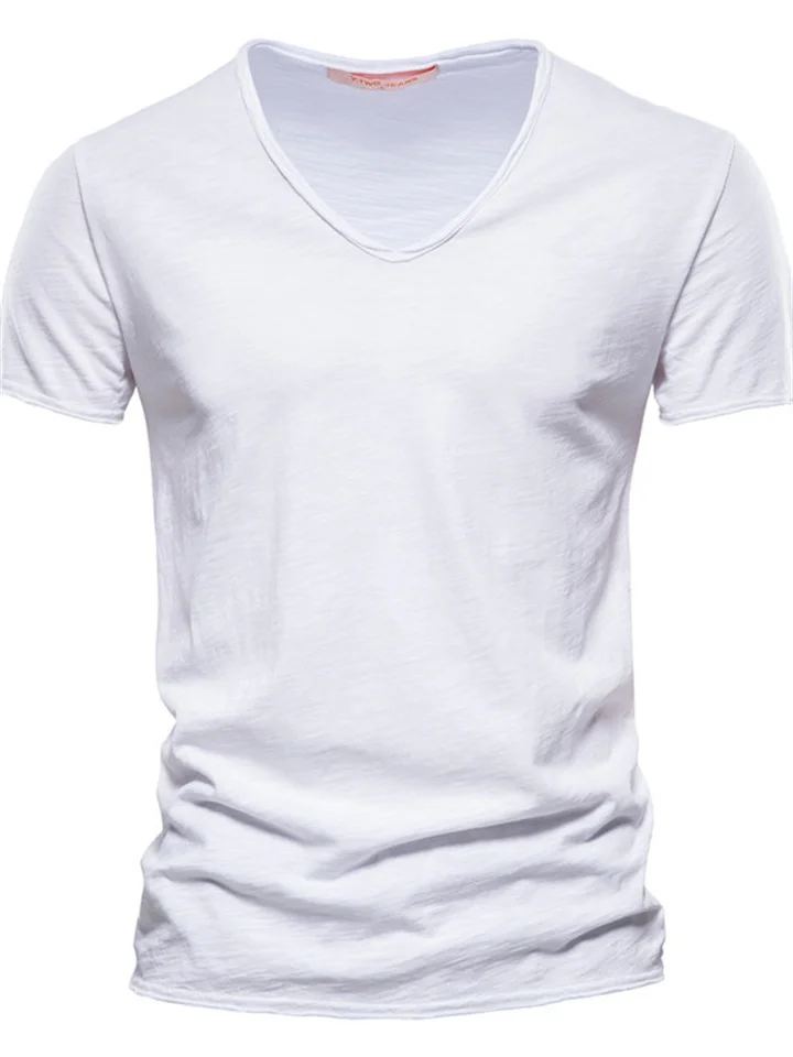 Men's T shirt Tee Moisture Wicking Shirts Plain V Neck Casual Short Sleeve Clothing Apparel Sports Basic Casual Comfortable-Mixcun