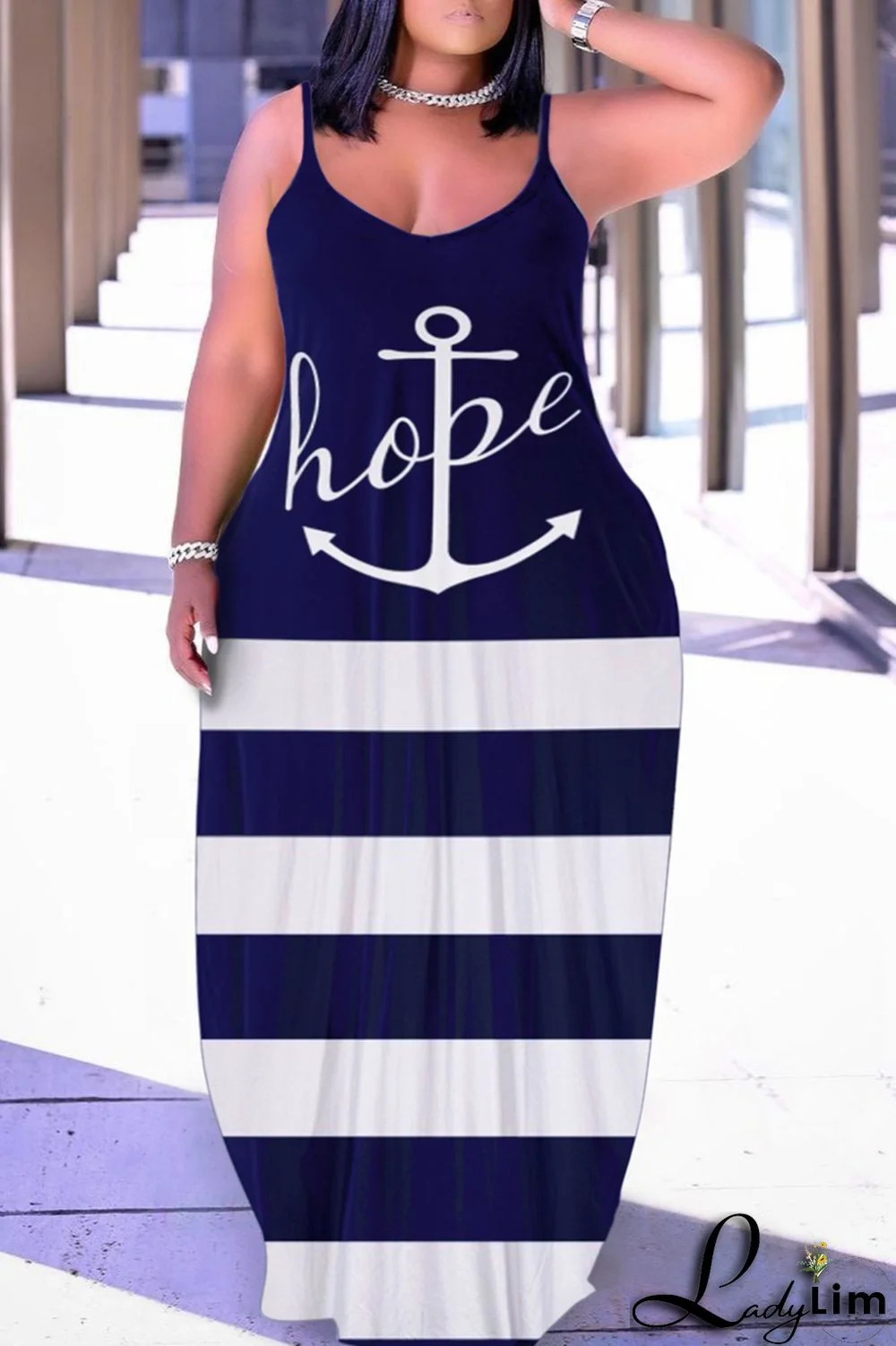 Black Red Fashion Sexy Plus Size Casual Print Backless Spaghetti Strap Long Dress