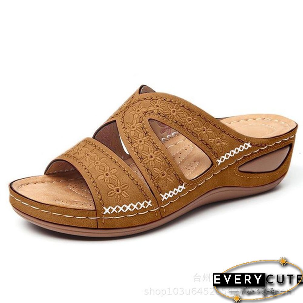 Women's Fashion Casual Sandals Open Toe Summer Sandals Vintage Wedge Slippers Platform Sandals Plus Size 35-43