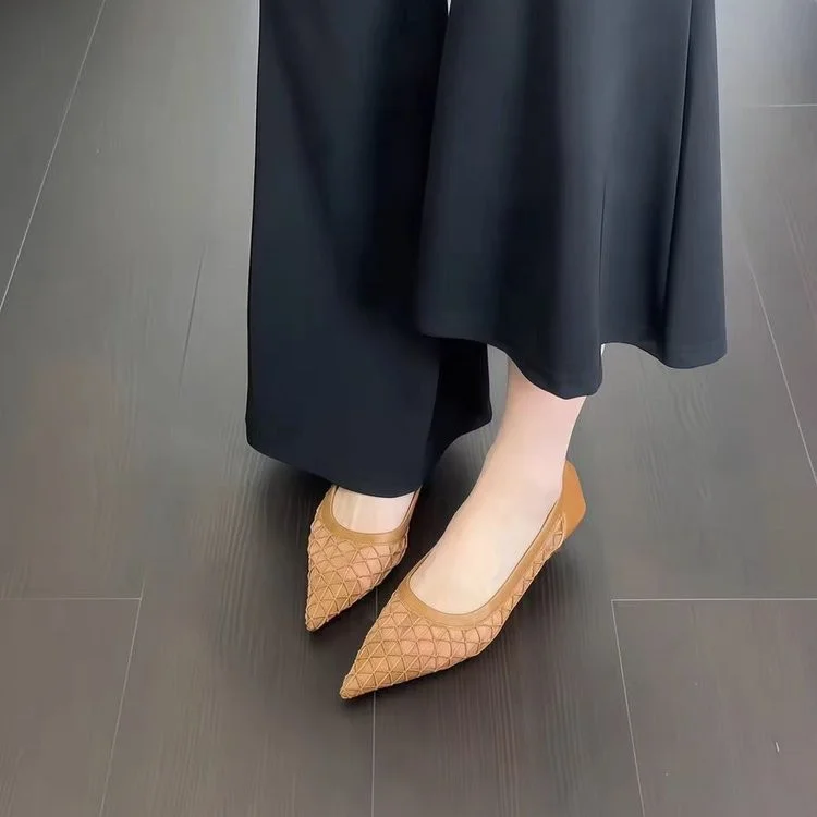 Yyvonne Summer New French Small Fragrant Low-Heeled High-Heeled High-Heeled Shoes Head Shallow One-Foot Single-Shoe Women