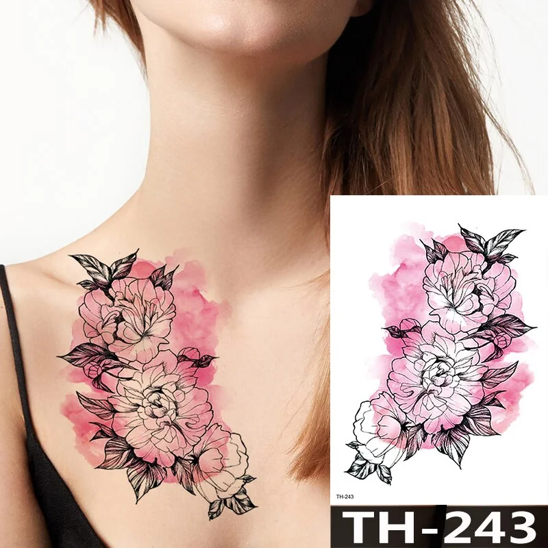 Waterproof Temporary Tattoo Sticker Flower Cute Cat Water Transfer Body Art Flash Fake Tatoo