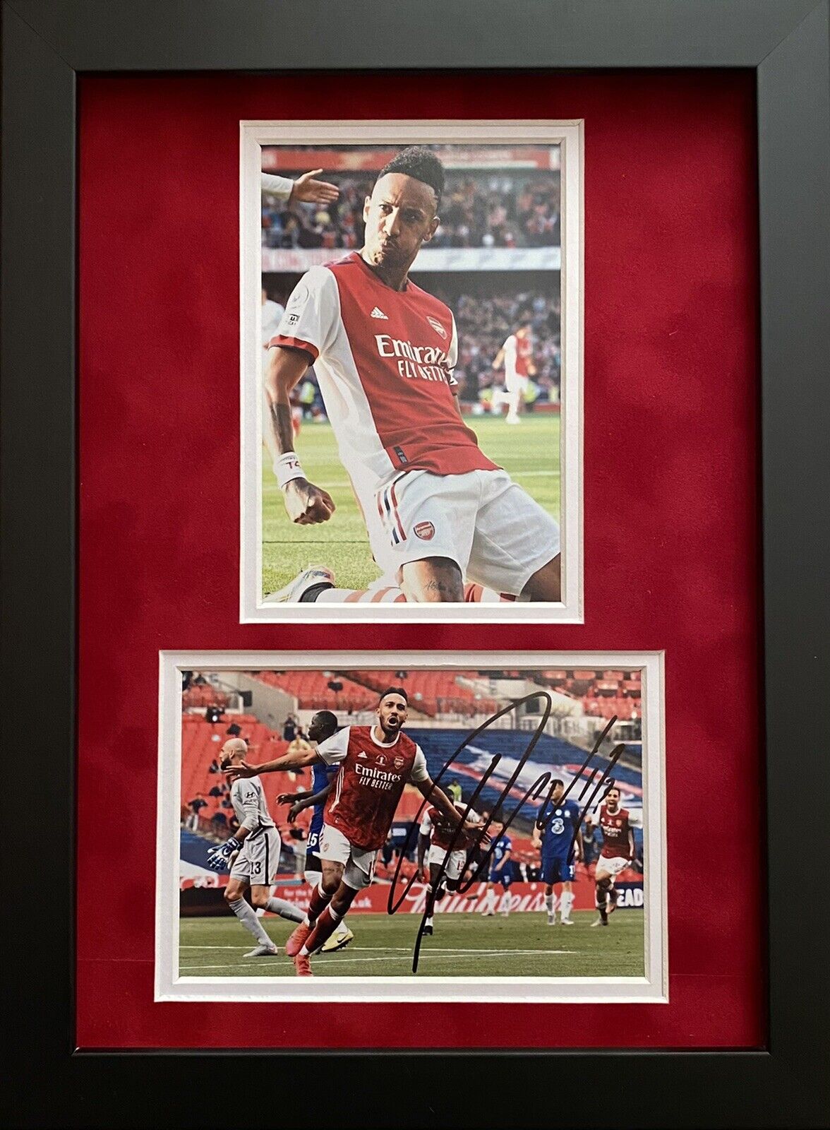 Pierre-Emerick Aubameyang Genuine Signed Arsenal Photo Poster painting In A4 Frame Display