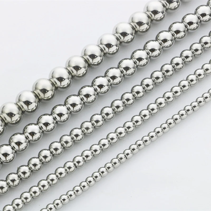 Men Solid Sterling Silver Bead Necklace Women 4MM 6MM Round Prayer Beads Link Chain 8 "16 "18 "20" 22 "24" 26 "28" 30" Inch Ball Chain Necklace