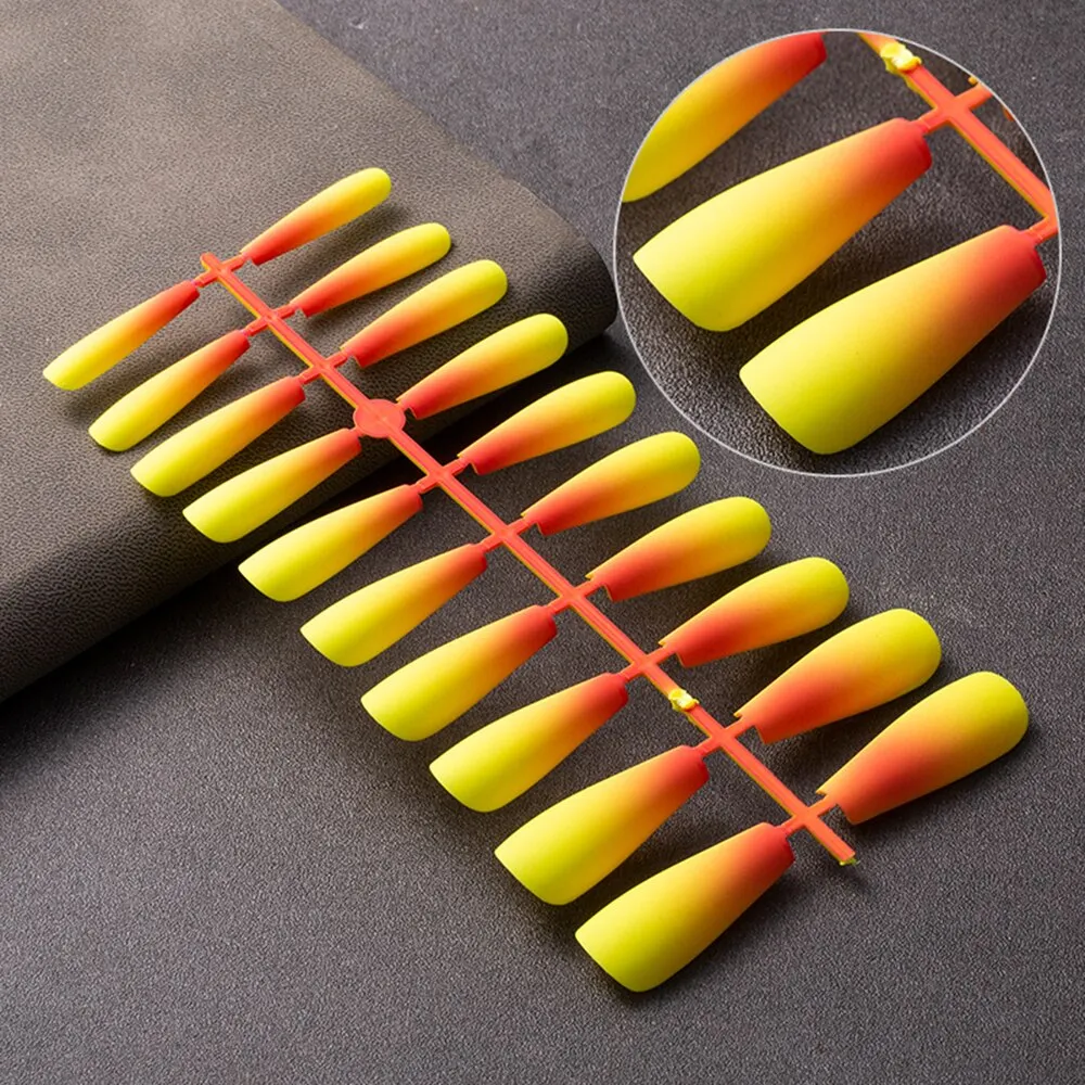 20 Pcs Matte Gradient Design False Nails Long Coffin Fake Nails Full Cover Nail Art Tips Nails Press On Nails With Jelly Glue-Nail Inspo