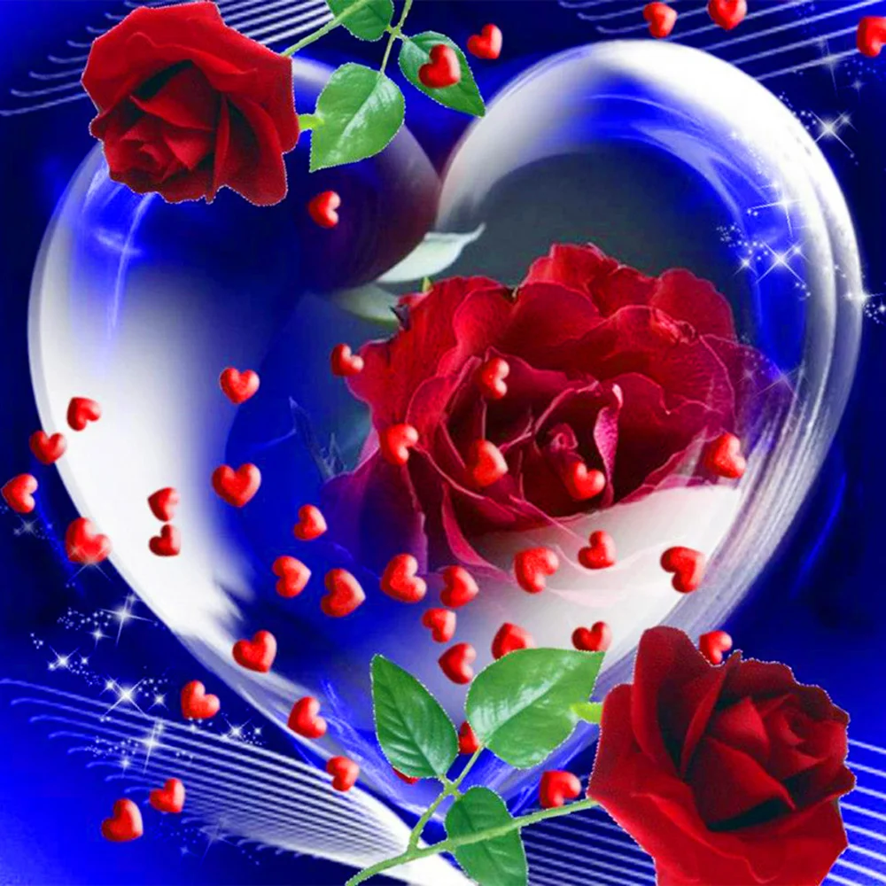 Diamondpaintinggifts Full Drill Diamond Painting - Love Heart Rose