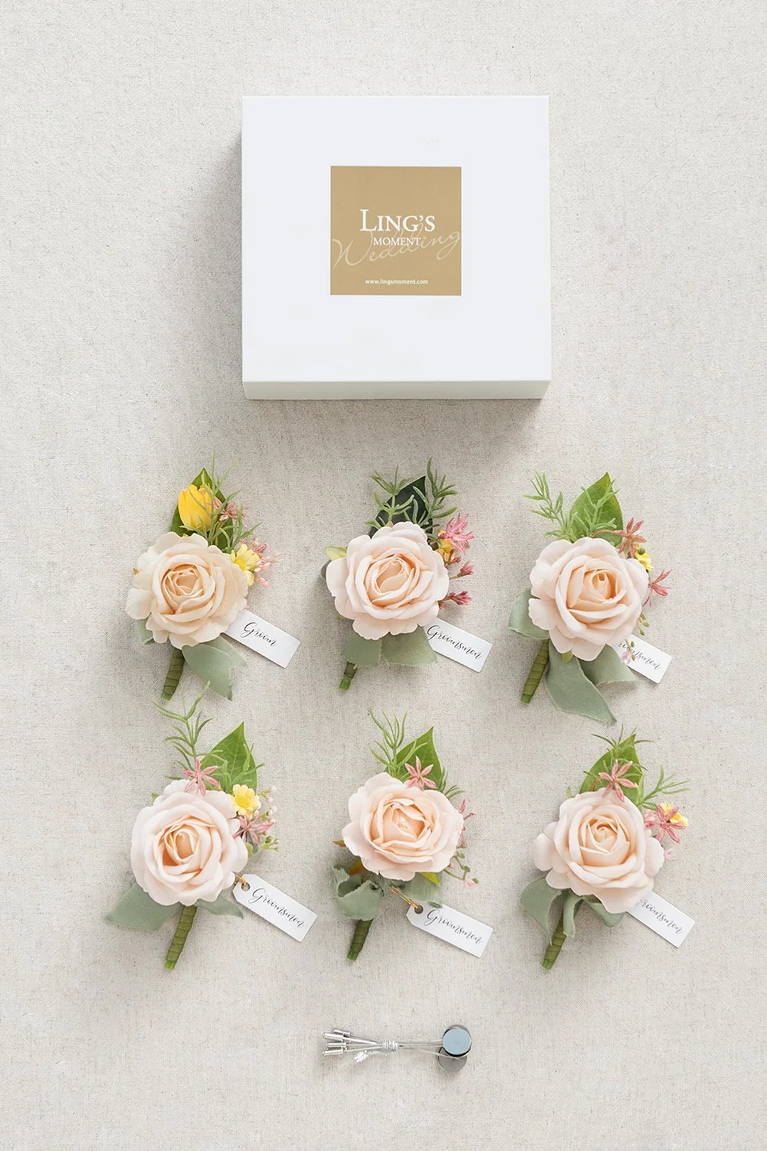 Boutonnieres in Nude & French Yellow