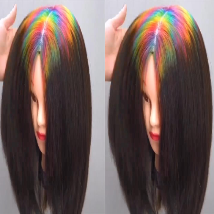 Zaesvini Hair® | (😍FLASH SALE) Manual Dyeing COLORSHAIR BLACK RAINBOW WIG  Zaesvini