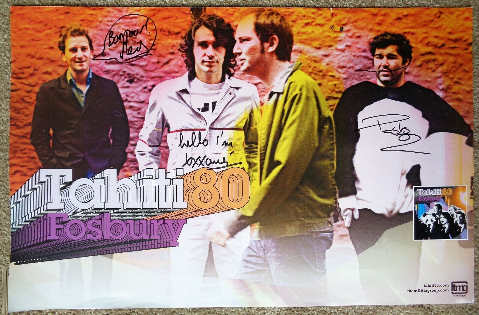 Signed TAHITI 80 Fosbury POSTER In-Person w/proof Autograph Concert