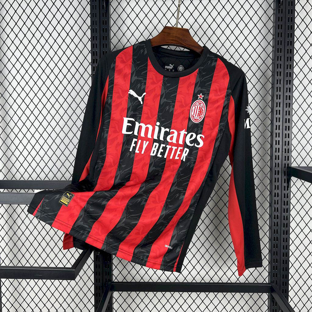 2025-2026 Long Sleeve AC Milan Home Football Shirt 1:1 Thai Quality- Maxi Kits