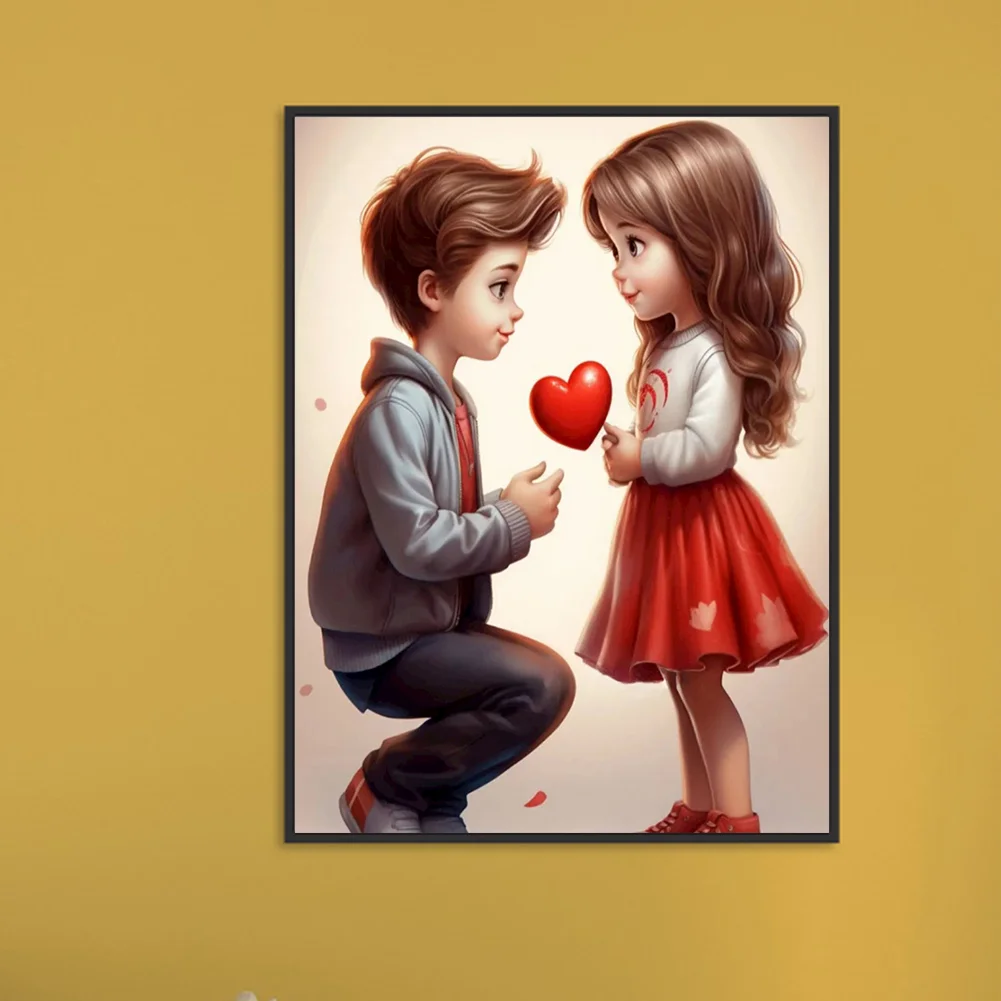 Diamond Painting - Full Round Drill - Kid Sweet Couple(Canvas|30*40cm)