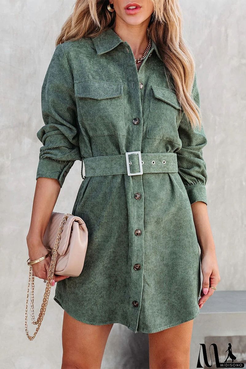 MidiSono - Sweet Elegant Pocket Frenulum Solid Color Square Collar A Line Dresses(3 Colors)