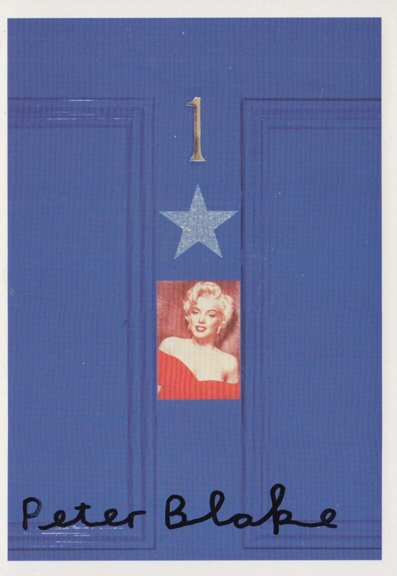 SIR PETER BLAKE HAND SIGNED 6X4 POSTCARD ART MEMORABILIA MARILYN'S DOOR