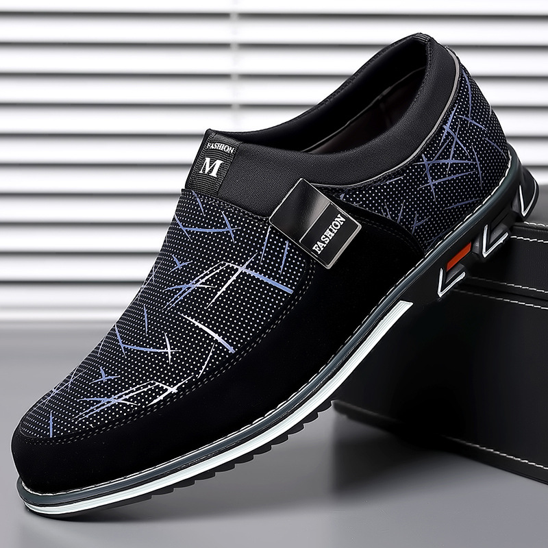 Arkget Shoes | Men's Leather Willow Leaves Pattern Slip-On Shoes