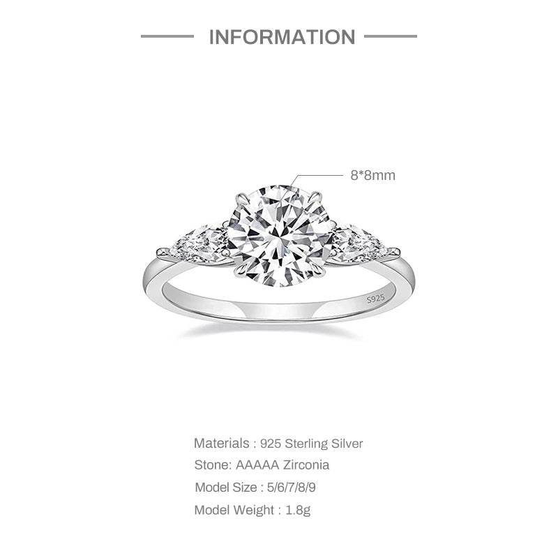 Sterling Silver Zircon Geometric Rings