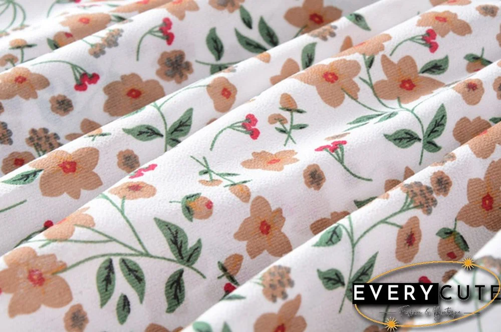 Disty Floral Ruffle Hem Elastic Waist Summer Dress