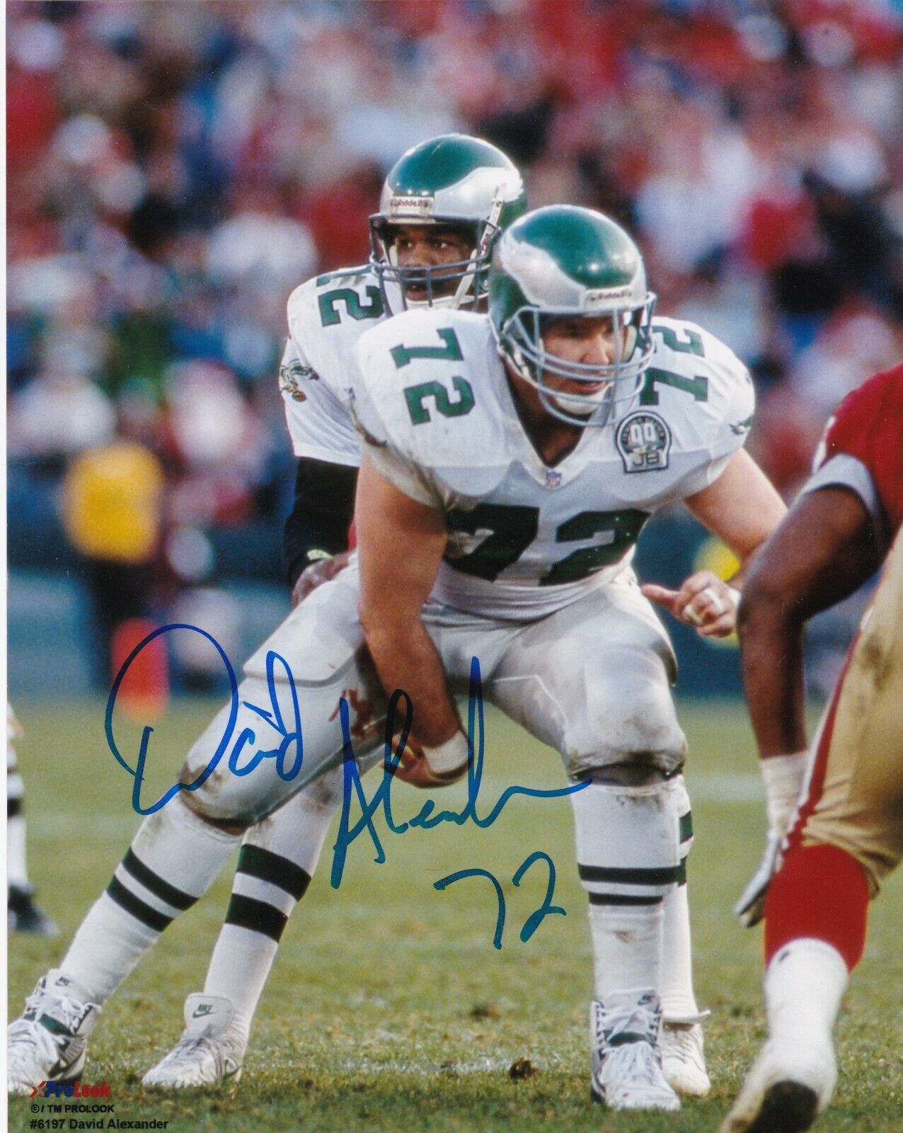 DAVID ALEXANDER PHILADELPHIA EAGLES ACTION SIGNED 8x10