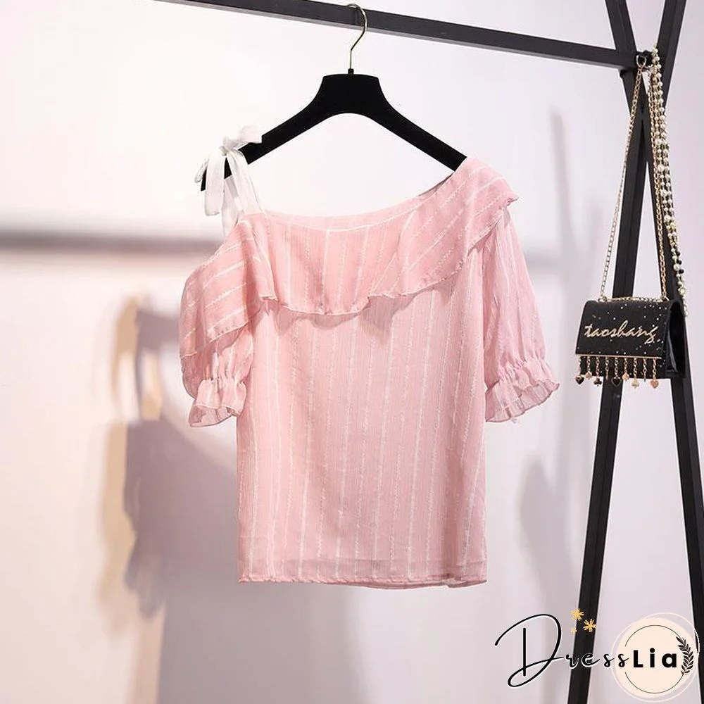 Sweet Stripe Tee+Button Skirt P15829