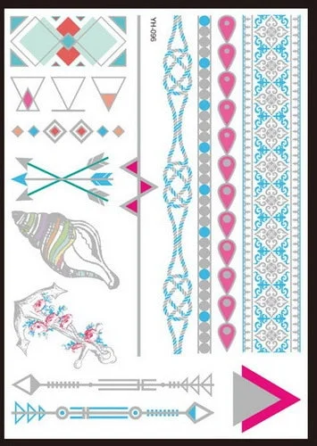 Flash Metallic Waterproof Tattoo Temporary Color Gold Silver Women Fashion Peacock Feather bird Design Sticker on the body YH119