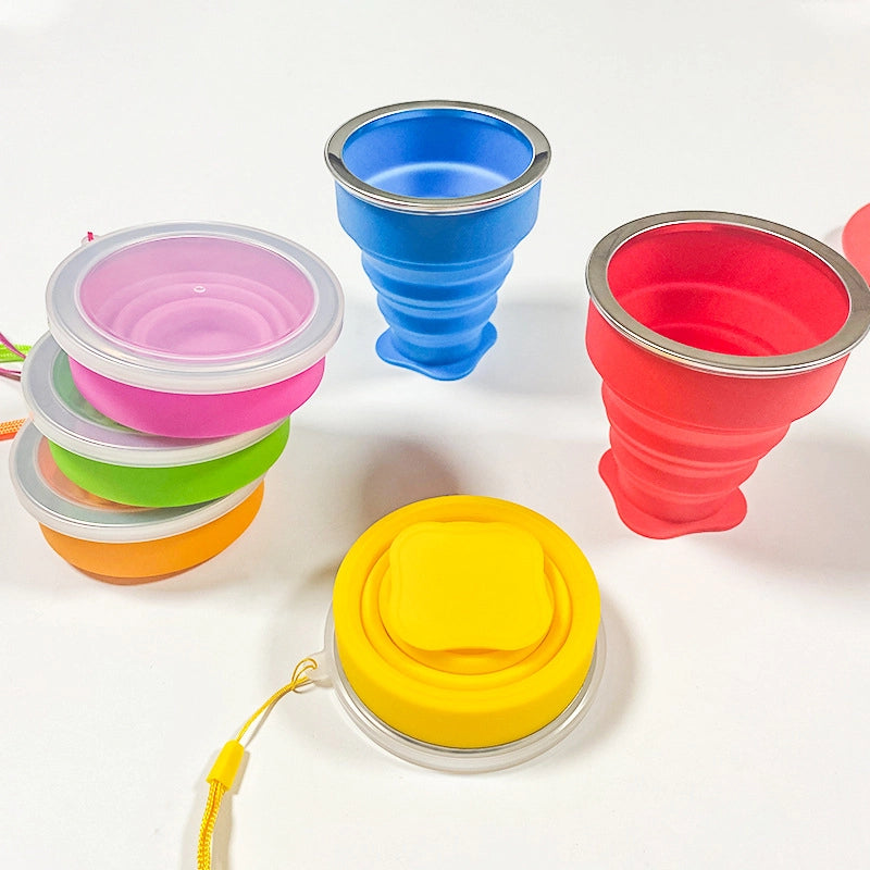 200ml Silicone Folding Cup For Business Trip Portable Carry-on Cup Food Grade Telescopic Cup Mouthwash Drinking Cup