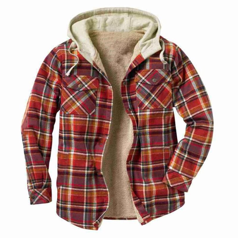 Mens Winter Plaid Thick Casual Jacket、、URBENIE
