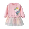 Kid Baby Girl Winter Unicorn Rainbow Tulle Dresses