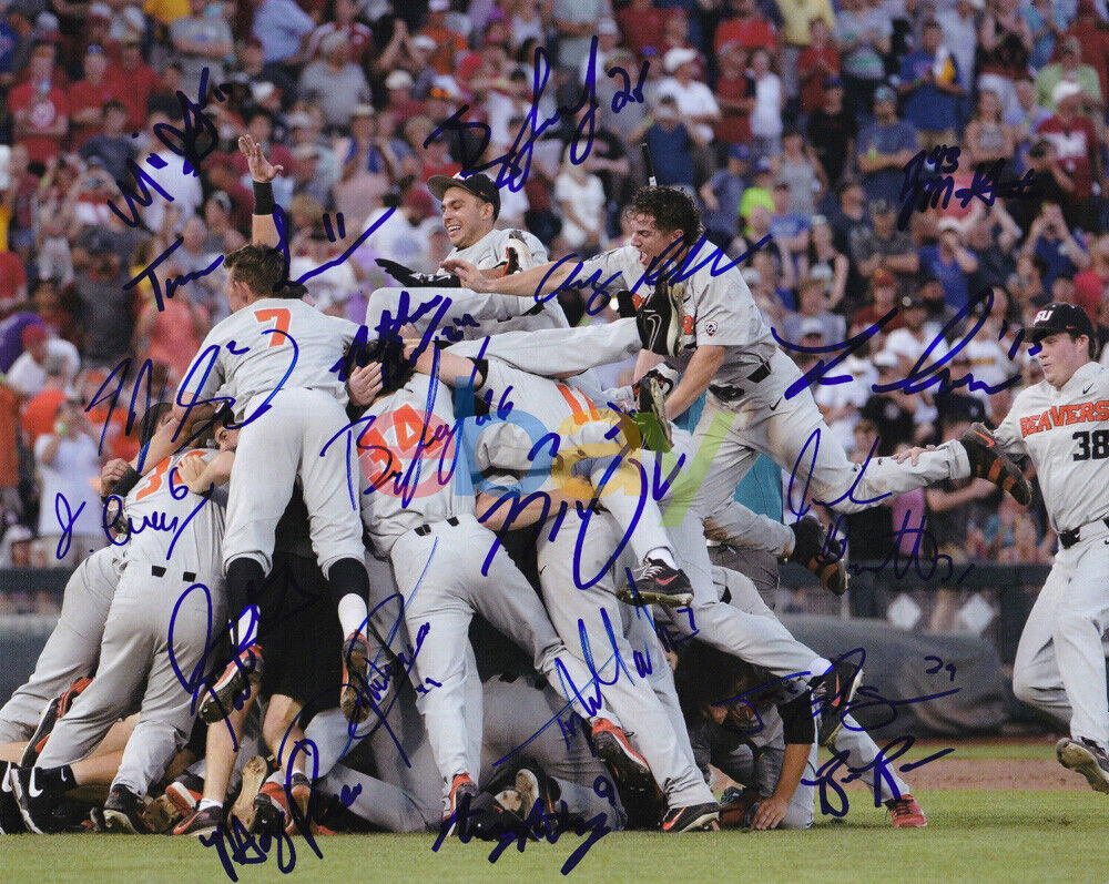 2018 Oregon State Beavers Signed Team Photo Poster painting 8x10 CWS College World Series Adley