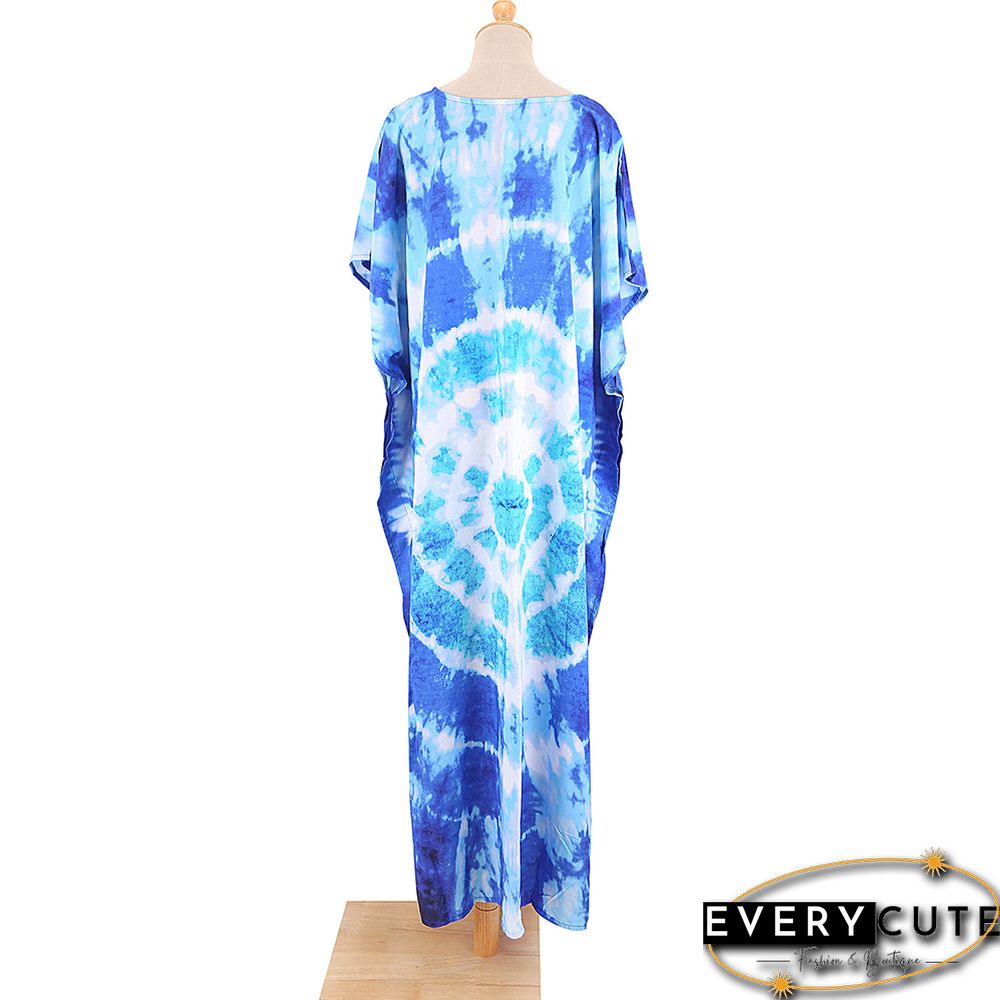Navy Blue Graffiti Loose Beach Kimono Dress