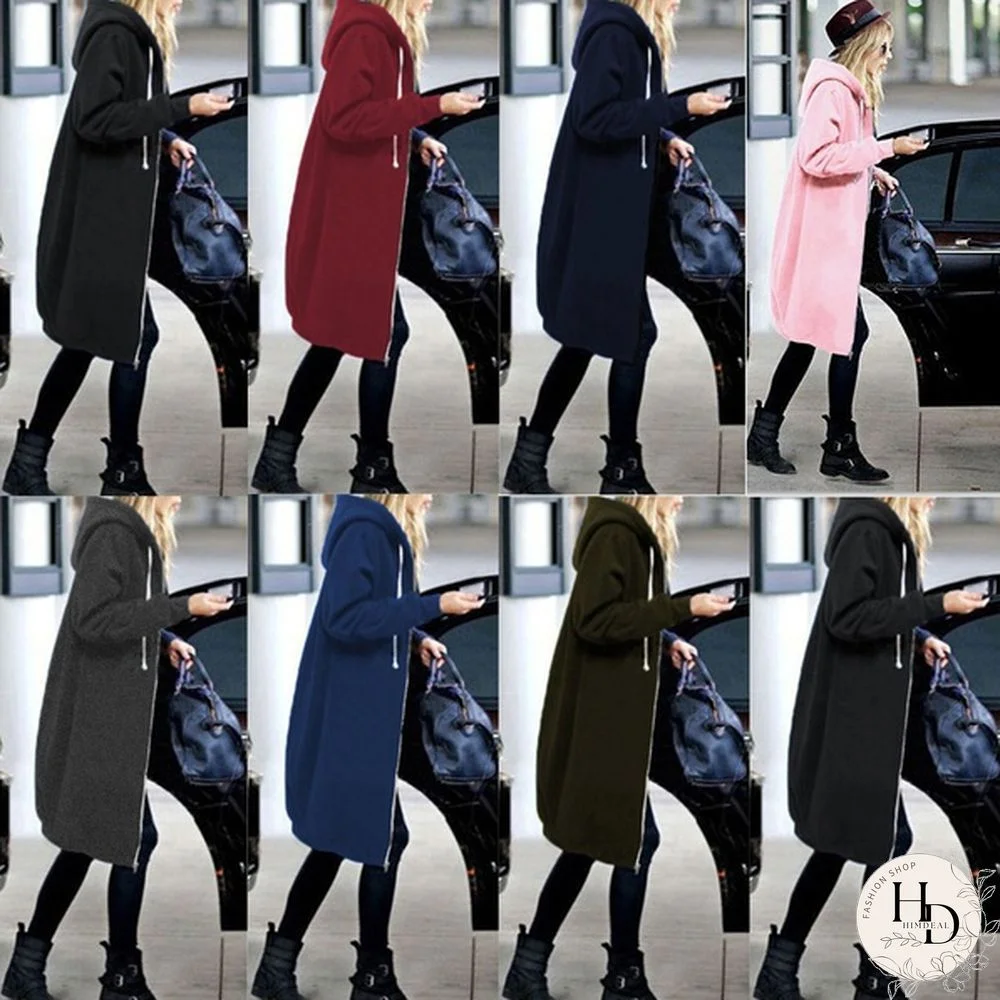 Plus Size Autumn Winter Women Cardigan Extra Long Thicken Velvet Jacket Loose Hoodie Coat