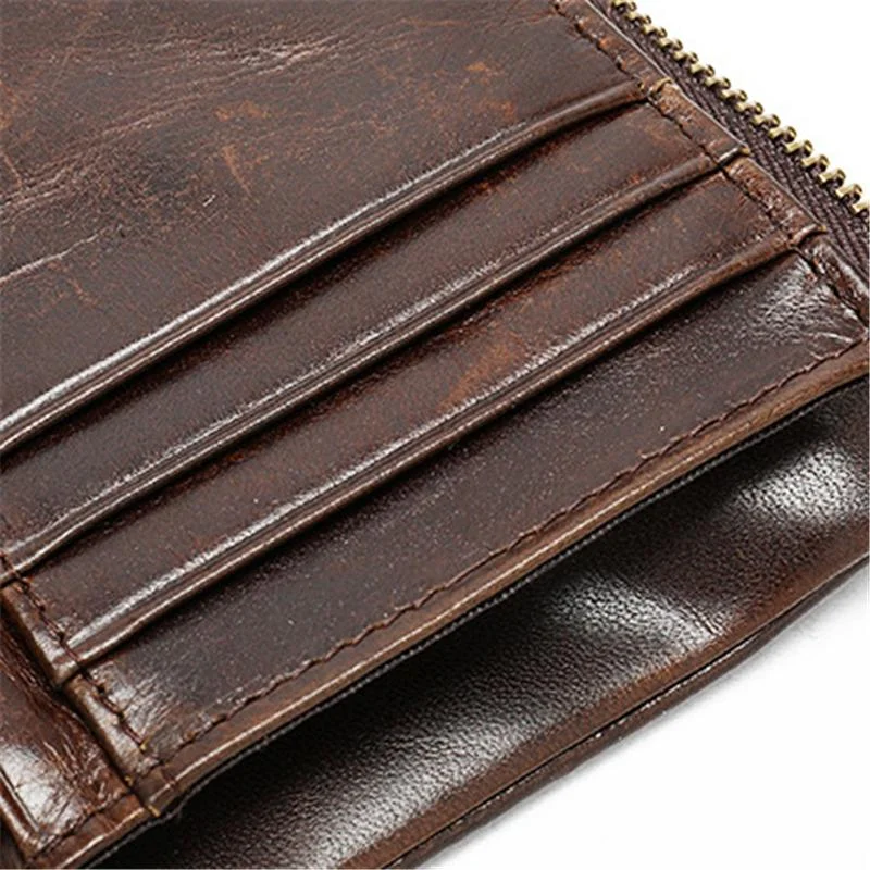 Mens Anti-Theft Multipockets Vintage Leather Wallets