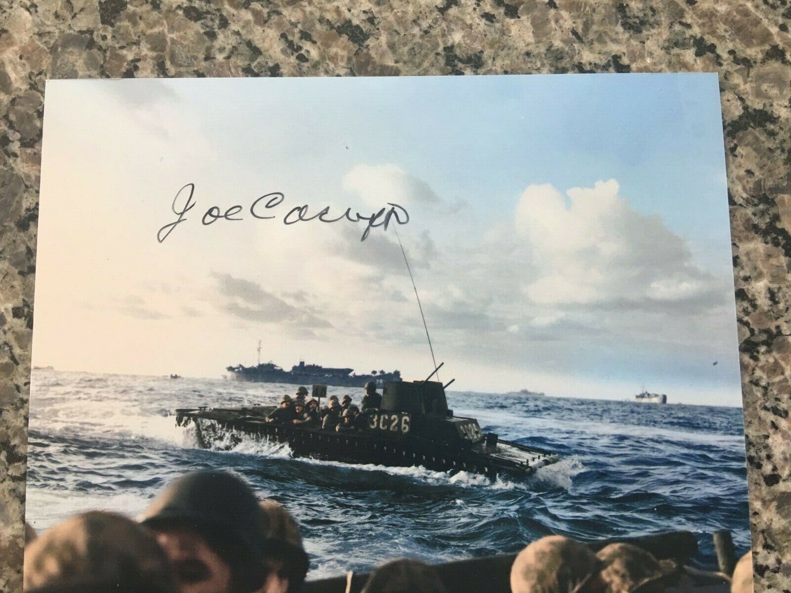 JOE CACIOPPO 4TH MARINE DIVISION IWO JIMA VETERAN RARE SIGNED Photo Poster painting