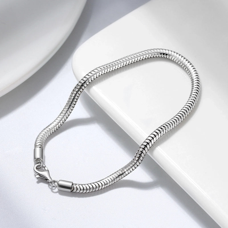 Minimalist Snake Sterling Silver Polishing Plating Chain White Gold Plated Rhodium Plated Silver Plated Bracelets