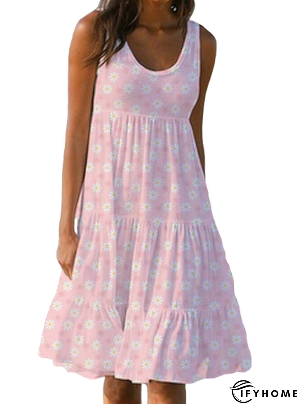Sleeveless Holiday Cotton-Blend Knitting Dress | IFYHOME