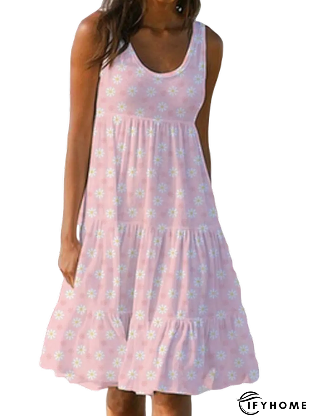 Sleeveless Holiday Cotton-Blend Knitting Dress | IFYHOME
