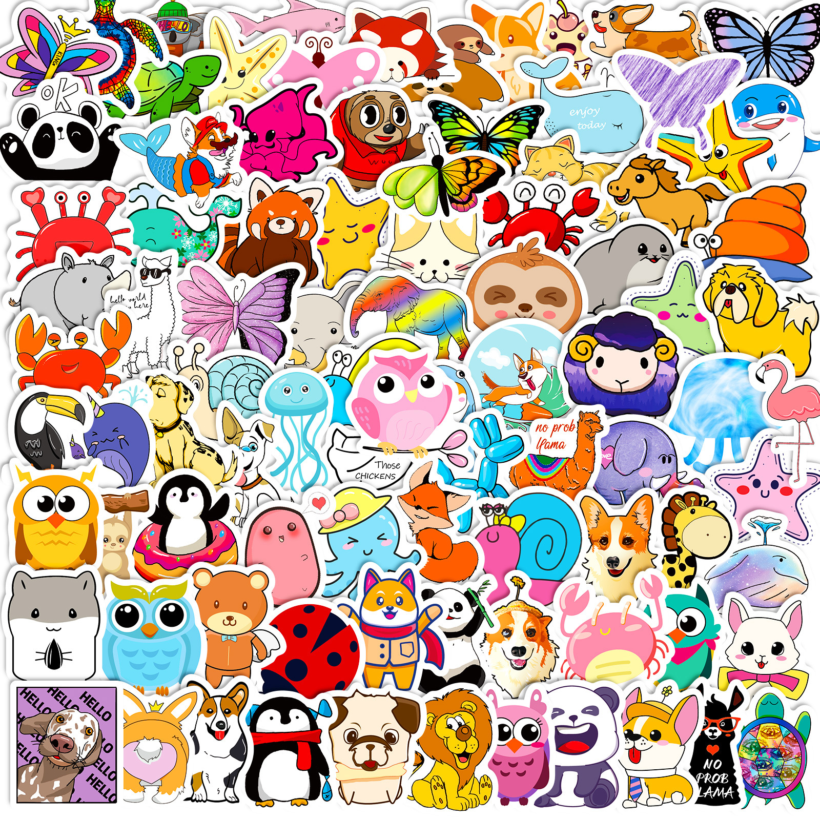 100-Pack Petite 4cm Americana Critter Stickers - Adorable Skateboard,  Notebook & Luggage Decals