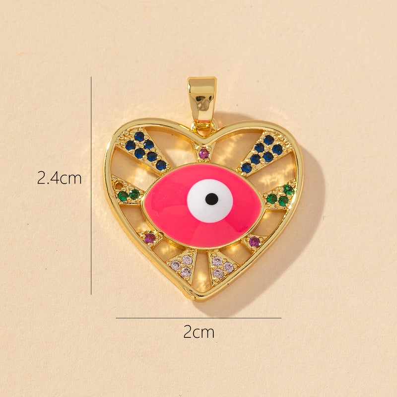 1 Piece Copper Rhinestones Heart Shape Pendant