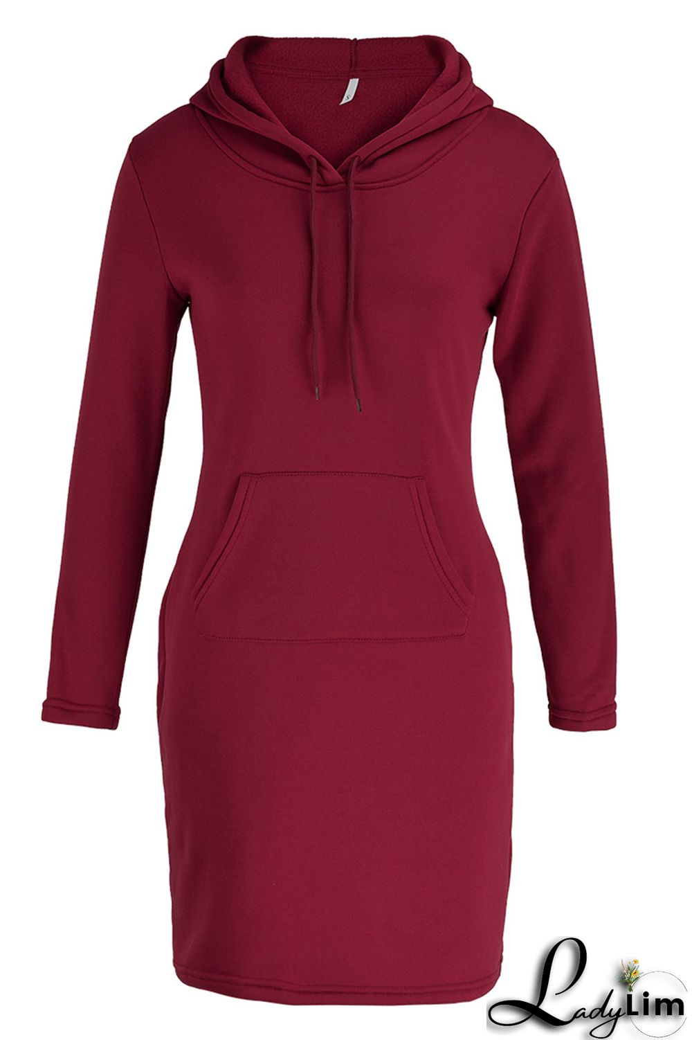 Red Fashion Casual Solid Patchwork Hooded Collar Long Sleeve Dresses