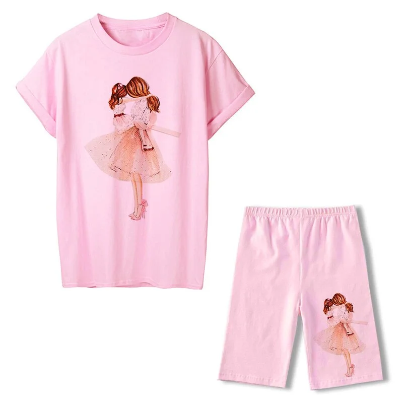 Women Two Piece Set Super Mom Tshirts & Shorts Set Summer Short Sleeve Jogging Biker Shorts Sexy Outfit For Woman Track Suit