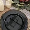 10 Pack | 9" Black / Gold Scalloped Rim Plastic Dinner Plates, Disposable Party Plates