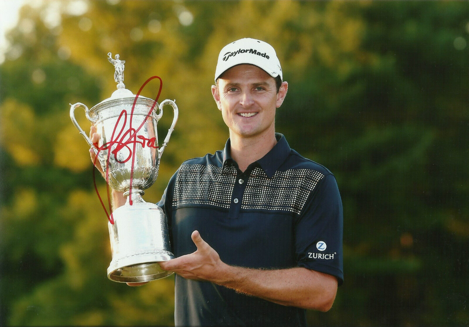 Justin Rose Signed 12X8 Photo Poster painting US OPEN TROPHY AFTAL COA (3153)