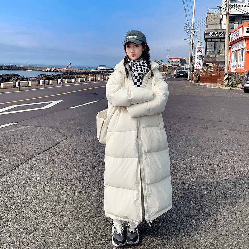 Toloer Cotton Clothes Female 2023 New Korean Version Loose Winter High Collar Long East Gate Over The Knee Down Cotton-Padded Jacket Coat-Outfit Ideas