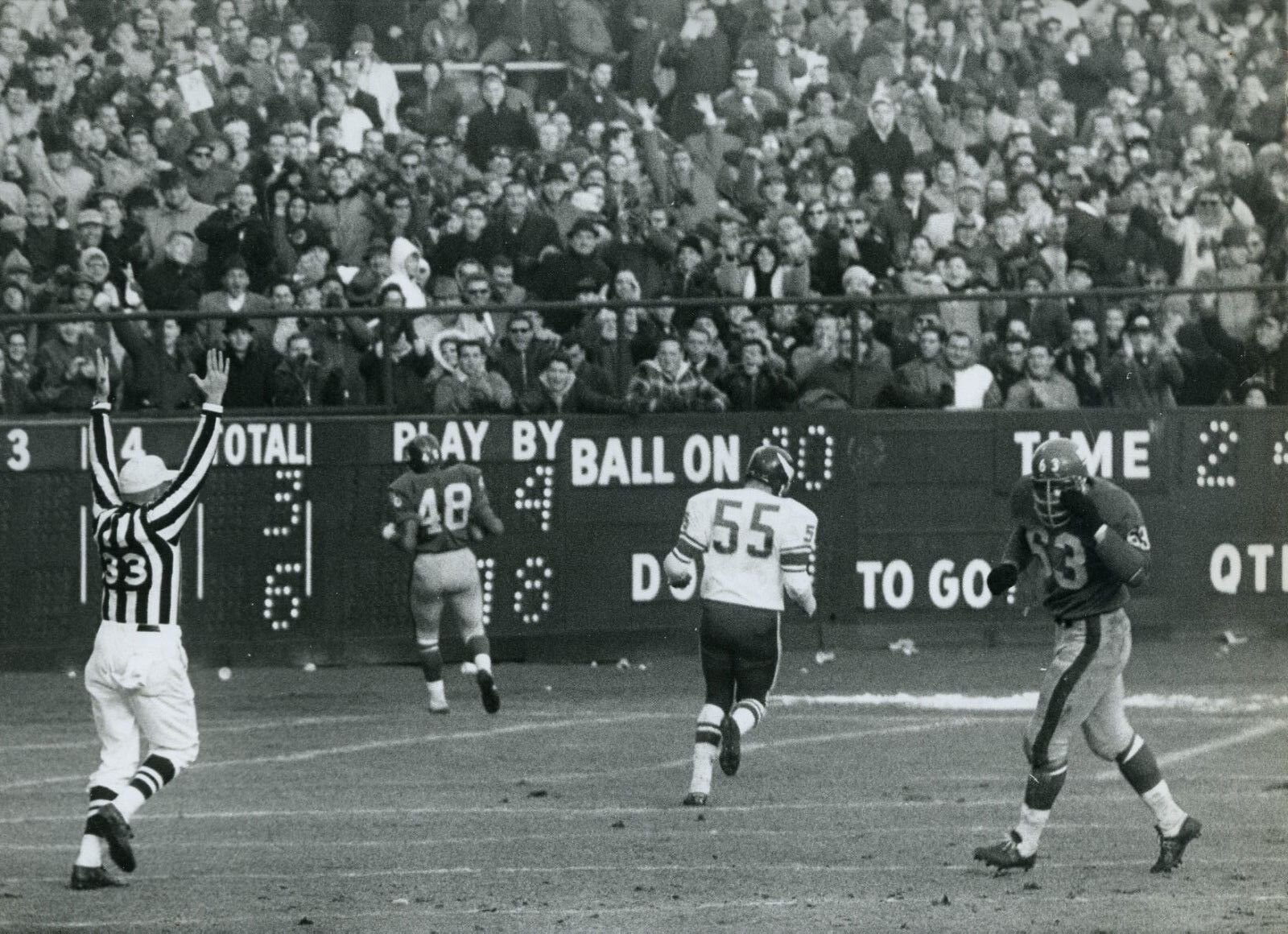 New York Giants score touchdown vs. Vikings 1962 TYPE 1 Press Photo Poster painting Arthur Daley