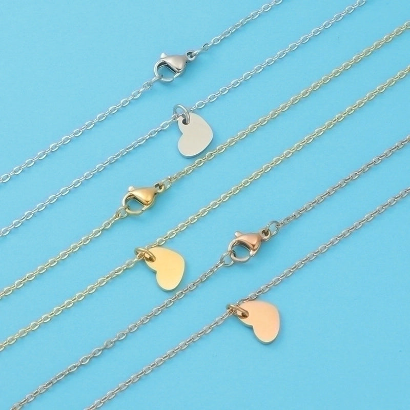 Stainless Steel 18K Gold Plated Minimalist Commute Heart Shape None Pendant Necklace