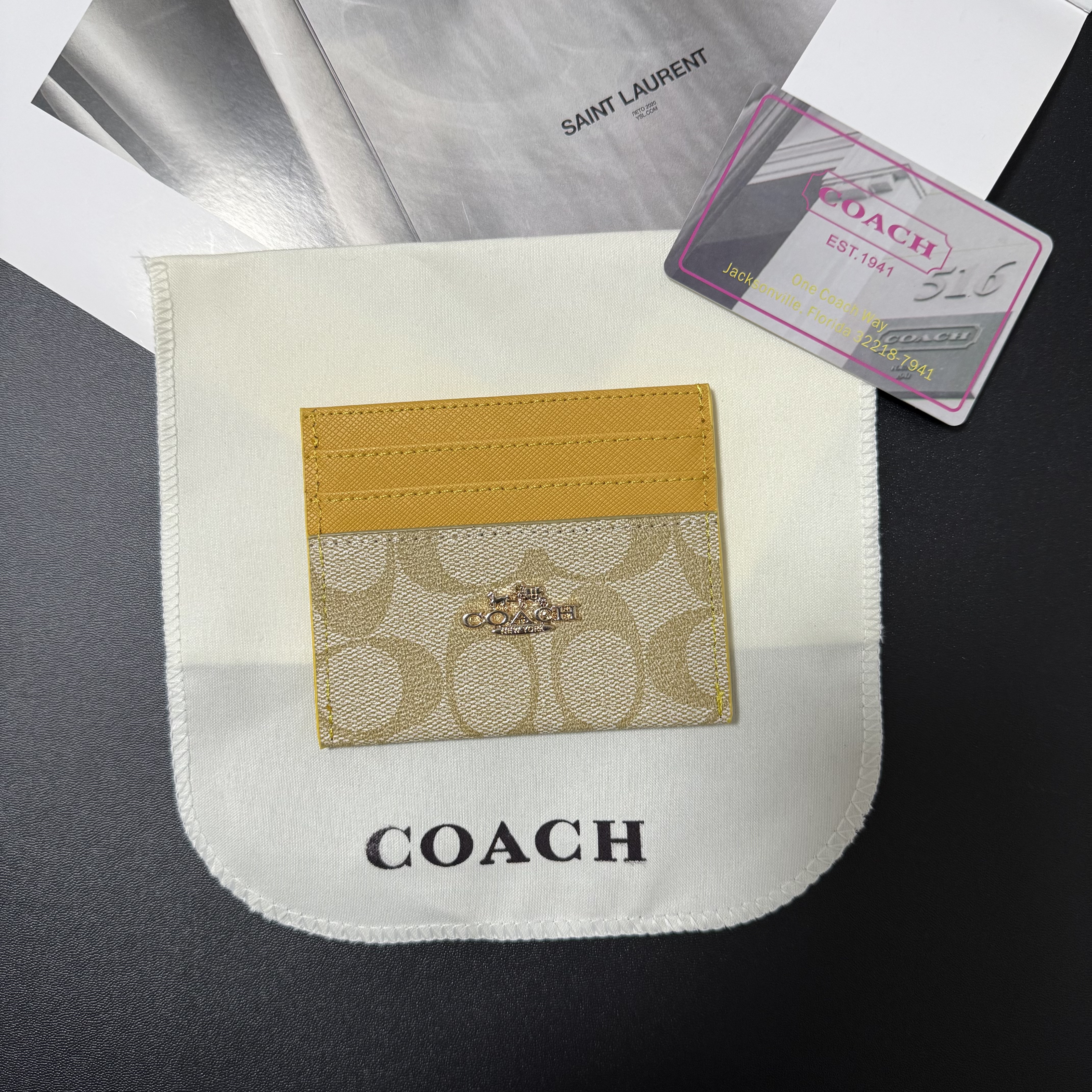 Old Money Coach Signature Canvas ID Cardholder Wallet