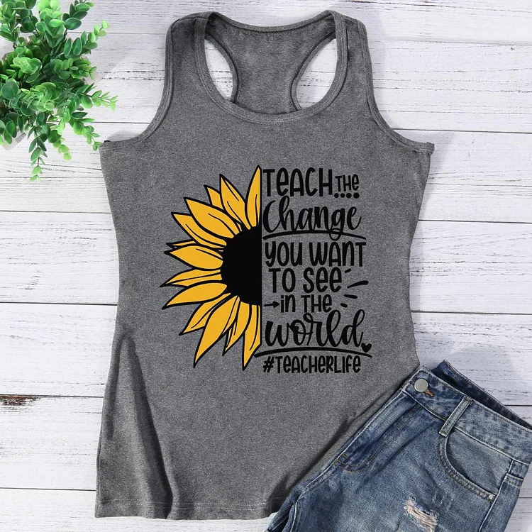 Teacher life sunflower Vest Top