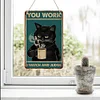 Black Cat Drinks Coffee - Wooden Signs - 20*30cm