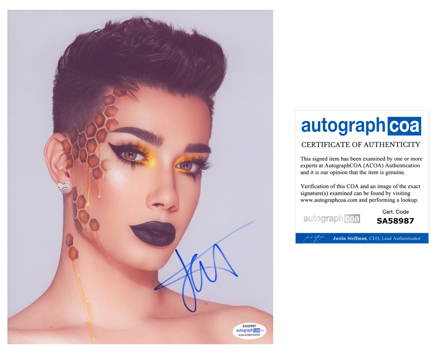 James Charles Signed Autographed 8x10 Photo Poster painting Make-Up Artist ACOA COA