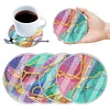 (US Only)4pcs Set DIY River Full Drill Diamond Painting Coaster Can Be Washed With Water